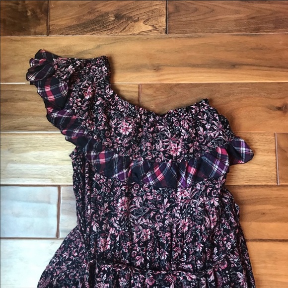 Free People What About Love Floral Plaid Ruffle One Shoulder Maxi Dress - Picture 11 of 14